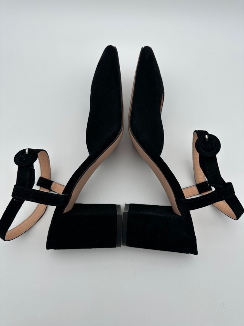 J. Crew Maisie Almond Toe Black Italian Suede Pumps 7.5 Heel 3” Made in Morocco - Picture 8 of 16